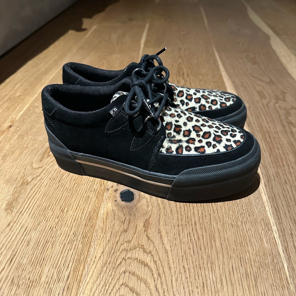 TUK Black and Leopard Print Sneakers
